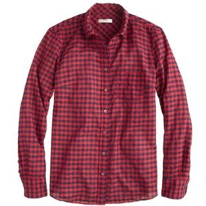 J. Crew Crinkle Boy Shirt Red Navy Check